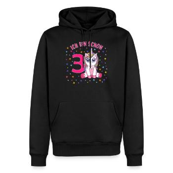 ich bin schon 3 Einhorn Geburtstag Kind Mädchen - Männer Premium Bio Hoodie - Schwarz - Vorne - Nico (187cm)