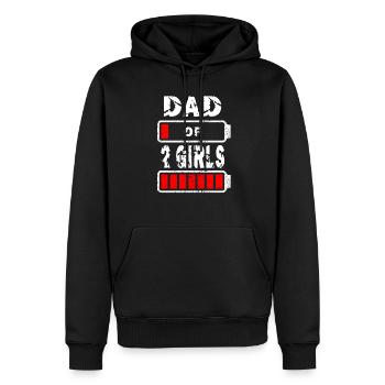 Papa de 2 filles - Sweat à capuche Premium bio Homme - noir - Devant - Nico (187cm)