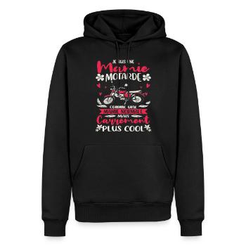 Mamie Motarde Humour Mamou Grand-Mère Motocyclette - Sweat à capuche Premium bio Homme - noir - Devant - Nico (187cm)