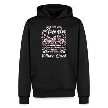 Mamie Motarde Humour Mamou Grand-Mère Motocyclette - Sweat à capuche Premium bio Homme - noir - Devant - Nico (187cm)