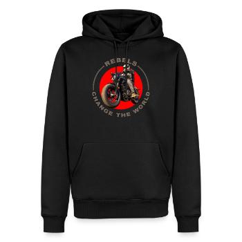 Rebellen verändern die Welt - Männer Premium Bio Hoodie - Schwarz - Vorne - Nico (187cm)