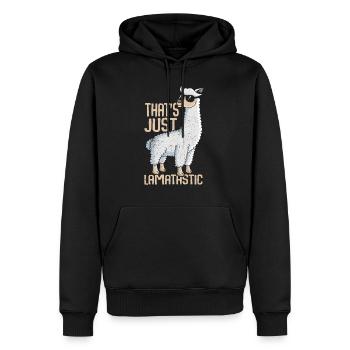 lama - Men’s Premium Organic Hoodie - black - Front - Nico (187cm)