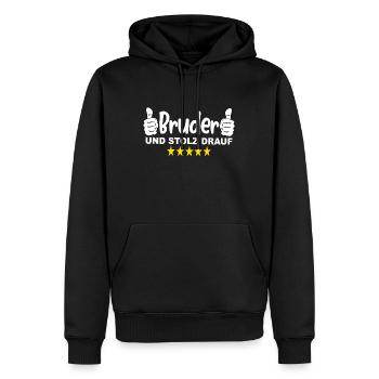 Bruder und Stolz Drauf - Männer Premium Bio Hoodie - Schwarz - Vorne - Nico (187cm)