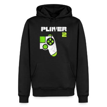 Player 1 Player 2 Gamer Partnerlook - Männer Premium Bio Hoodie - Schwarz - Vorne - Nico (187cm)
