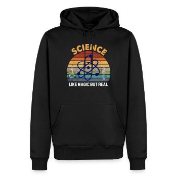 La science comme la magie mais réelle - Sweat à capuche Premium bio Homme - noir - Devant - Nico (187cm)