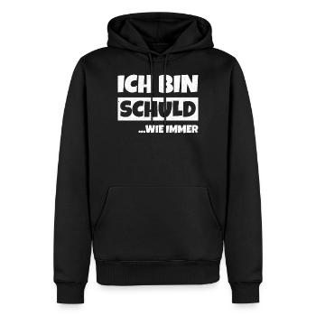 Ich bin Schuld wie Immer - Männer Premium Bio Hoodie - Schwarz - Vorne - Nico (187cm)