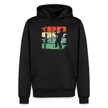 Pêcher Pêche Rétro Idée de cadeau - Sweat à capuche Premium bio Homme - noir - Devant - Nico (187cm)