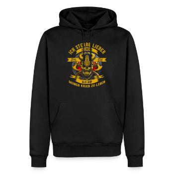 Sterbe Lieber Stehend Als Auf Knien Zu Leben - Männer Premium Bio Hoodie - Schwarz - Vorne - Nico (187cm)