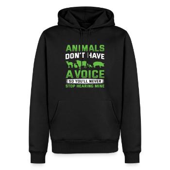 Animaux ont no Voice animaux Vegan Protecteurs des animaux - Sweat à capuche Premium bio Homme - noir - Devant - Nico (187cm)