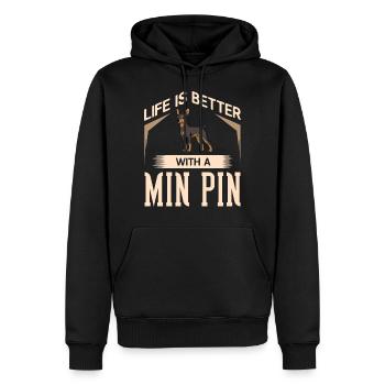 Pinsons nains Minpin Rehpinscher Chien chiot - Sweat à capuche Premium bio Homme - noir - Devant - Nico (187cm)