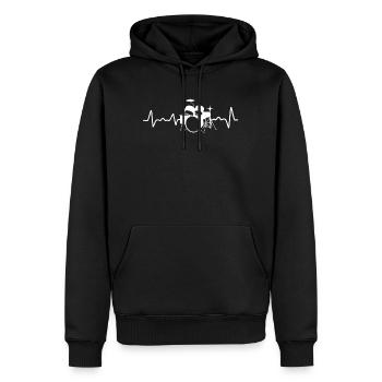 Batteur battement de coeur musicien batteur batteur - Sweat à capuche Premium bio Homme - noir - Devant - Nico (187cm)