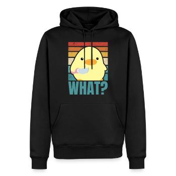 Ente mit Messer Meme Küken Huhn Gans Was Retro Sun - Männer Premium Bio Hoodie - Schwarz - Vorne - Nico (187cm)