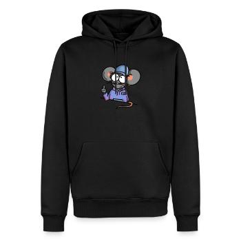 Maus zeigt Mittelfinger - Männer Premium Bio Hoodie - Schwarz - Vorne - Nico (187cm)