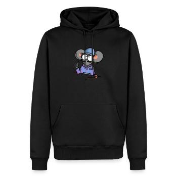 Maus zeigt Peace - Männer Premium Bio Hoodie - Schwarz - Vorne - Nico (187cm)