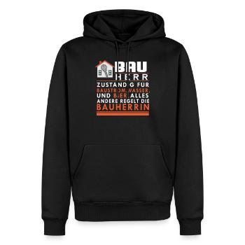 Bauherr Spruch Baustellen Hausbauer Renovierung - Männer Premium Bio Hoodie - Schwarz - Vorne - Nico (187cm)