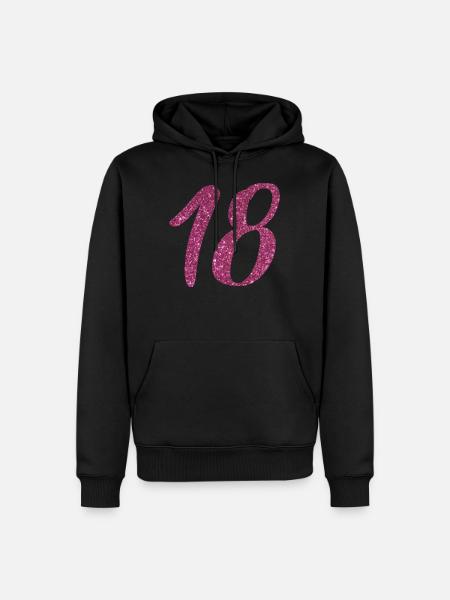 18 Year Birthday Glitter Effect - Men’s Premium Organic Hoodie - black