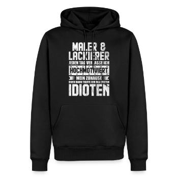 Maler - Männer Premium Bio Hoodie - Schwarz - Vorne - Nico (187cm)