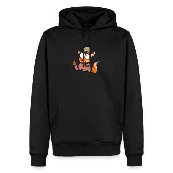 Fuchs mit Cap Mittelfinger - Männer Premium Bio Hoodie - Schwarz - Vorne - Nico (187cm)