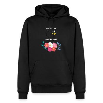 Save the bees and plants flowers Apker Abeille Fleurs - Sweat à capuche Premium bio Homme - noir - Devant - Nico (187cm)