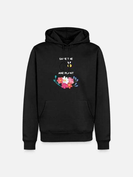 Salvar las abejas y plantar flores apicultores flores de abeja - Sudadera con capucha prémium ecológica para hombre - negro