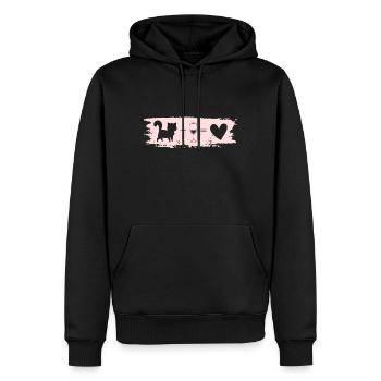 Katze Wein Herz - Männer Premium Bio Hoodie - Schwarz - Vorne - Nico (187cm)