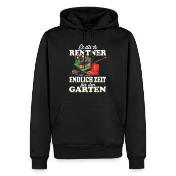 Endlich Rentner endlich Zeit für den Garten - Männer Premium Bio Hoodie - Schwarz - Vorne - Nico (187cm)