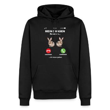 Meine Hasen rufen an - Hase Kaninchen Häschen - Männer Premium Bio Hoodie - Schwarz - Vorne - Nico (187cm)