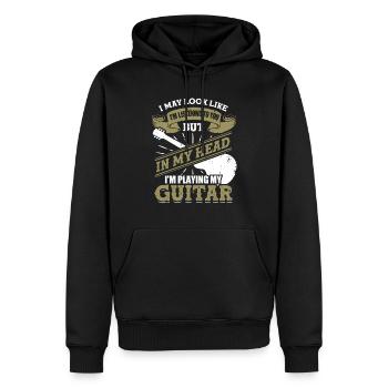 Drôle de guitariste de guitariste cadeau - Sweat à capuche Premium bio Homme - noir - Devant - Nico (187cm)