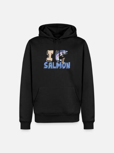 Ich liebe Lachs - Männer Premium Bio Hoodie - Schwarz