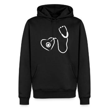 Docteur Herz Infirmier Médecin Médecin Médecin - Sweat à capuche Premium bio Homme - noir - Devant - Nico (187cm)