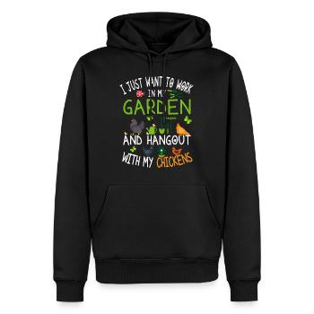 Poulets jardiniers - Sweat à capuche Premium bio Homme - noir - Devant - Nico (187cm)