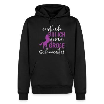 Endlich bin ich eine große Schwester - Männer Premium Bio Hoodie - Schwarz - Vorne - Nico (187cm)