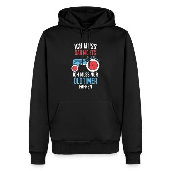 Oldtimer Traktor Landwirt Geschenk - Männer Premium Bio Hoodie - Schwarz - Vorne - Nico (187cm)