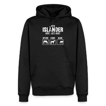 Mein Isländer hört aufs Wort Pferd Reiter Geschenk - Männer Premium Bio Hoodie - Schwarz - Vorne - Nico (187cm)