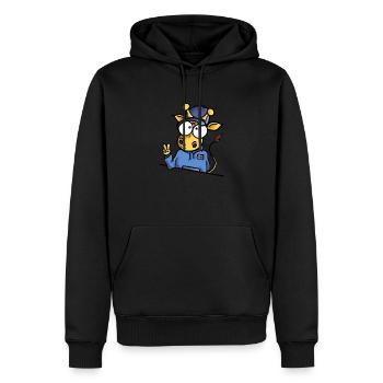 Girafe avec Cap Peace - Sweat à capuche Premium bio Homme - noir - Devant - Nico (187cm)
