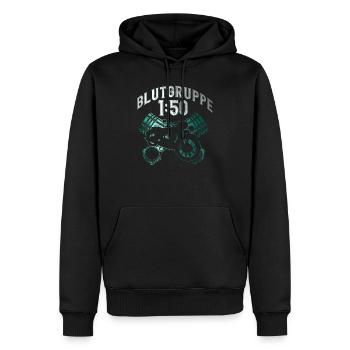 DDR Moped Blutgruppe 1:50 Ostalgie Geschenk - Männer Premium Bio Hoodie - Schwarz - Vorne - Nico (187cm)