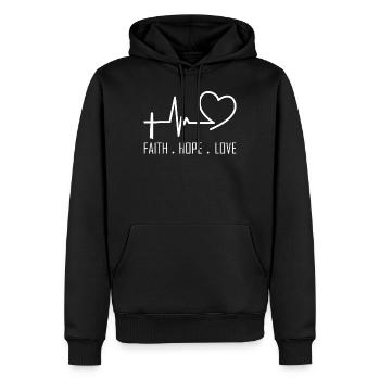 Faith Hope Love - Men’s Premium Organic Hoodie - black - Front - Nico (187cm)