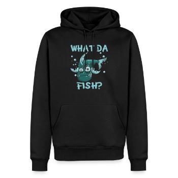 What the Fish Was zum Fisch Lustig Angler Motiv - Männer Premium Bio Hoodie - Schwarz - Vorne - Nico (187cm)