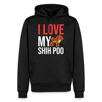 Shih Poo chien cadeau chiots propriétaires amant - Sweat à capuche Premium bio Homme - noir - Devant - Nico (187cm)