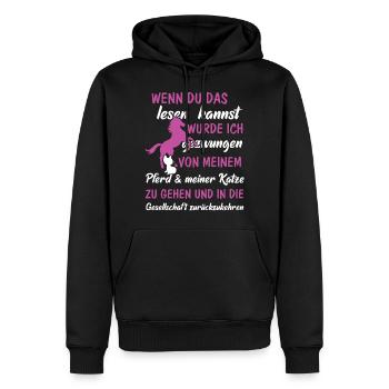 Wenn du das lesen kannst - Pferd & Katze - Männer Premium Bio Hoodie - Schwarz - Vorne - Nico (187cm)