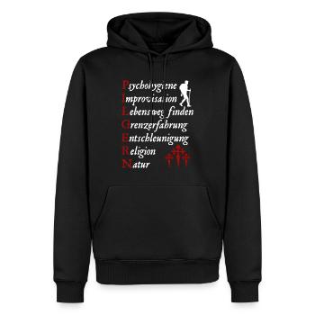 Pilgern Definition Jakobsweg Pilger Jakobskreuz - Männer Premium Bio Hoodie - Schwarz - Vorne - Nico (187cm)