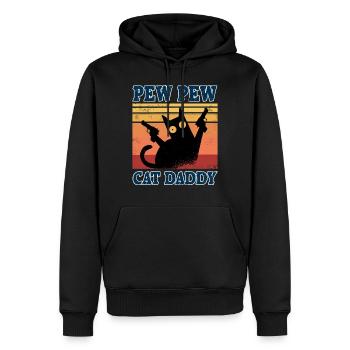 Cat Daddy Vintage 80er Pew Pew Katze Katzenpapa - Männer Premium Bio Hoodie - Schwarz - Vorne - Nico (187cm)