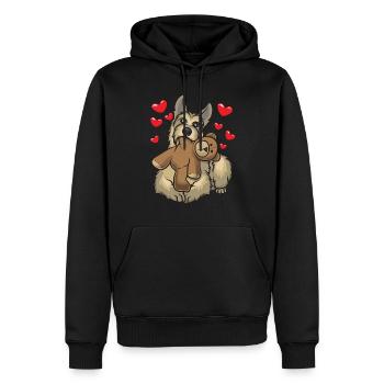 Berger de Picardie Hund mit Stofftier - Männer Premium Bio Hoodie - Schwarz - Vorne - Nico (187cm)