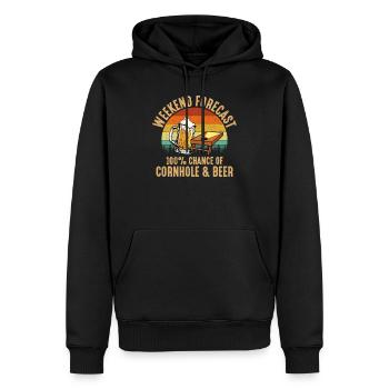 Forecast Cornhole And Beer cornhole - Men’s Premium Organic Hoodie - black - Front - Nico (187cm)