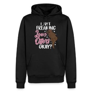 Loutres - Sweat à capuche Premium bio Homme - noir - Devant - Nico (187cm)