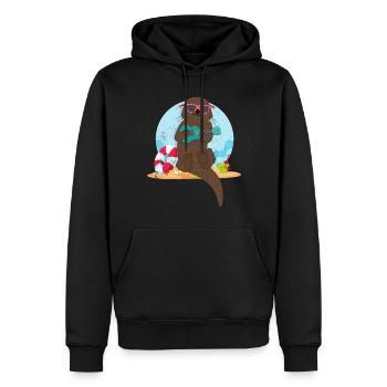 Otter plage Tshirt cadeau animal mignon furet - Sweat à capuche Premium bio Homme - noir - Devant - Nico (187cm)