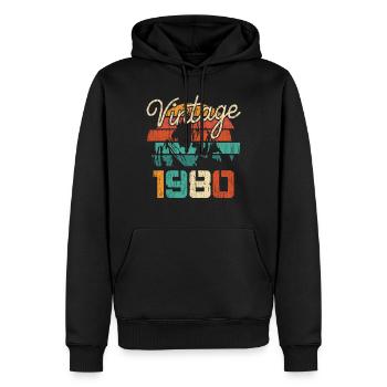 Vintage (1980) - Men’s Premium Organic Hoodie - black - Front - Nico (187cm)