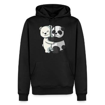 Eisbär mit Pandabär Liebe süßes Partneroutfit - Männer Premium Bio Hoodie - Schwarz - Vorne - Nico (187cm)