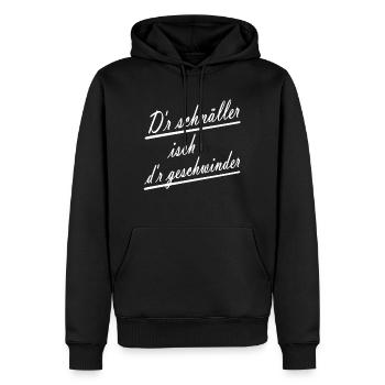 Mundart - Männer Premium Bio Hoodie - Schwarz - Vorne - Nico (187cm)