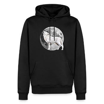 Wolf - Sweat à capuche Premium bio Homme - noir - Devant - Nico (187cm)